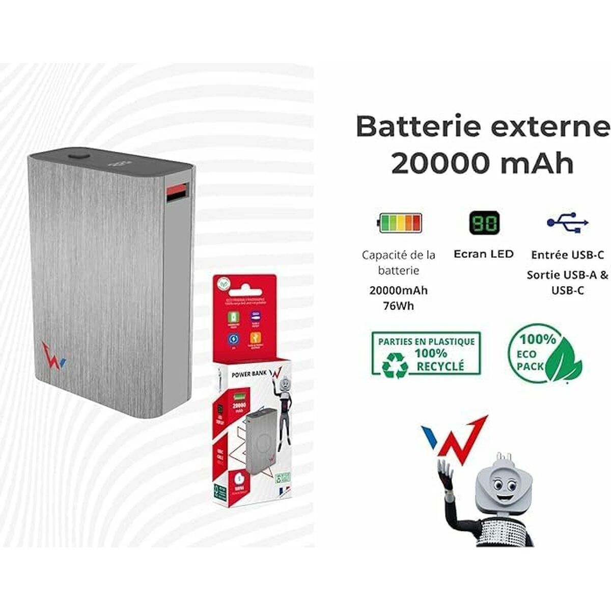 Powerbank Wonder Wonder WX20 Silver 20000 mAh-7