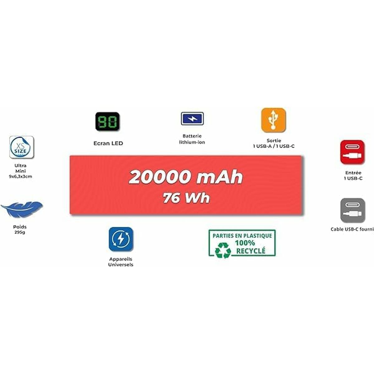 Powerbank Wonder Wonder WX20 Silver 20000 mAh-3